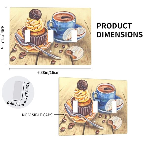 Coffee cafe barista Light Switch Cover Plates 3 Gang Mug cup mug espresso - Picture 4 of 7